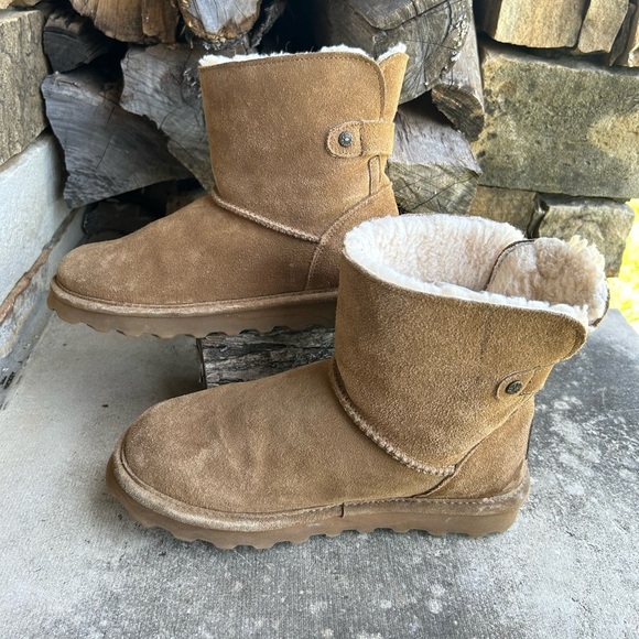 BearPaw Chestnut Suede Ankle Boots with sheepskin footbed Sz-7. R - Picture 4 of 15
